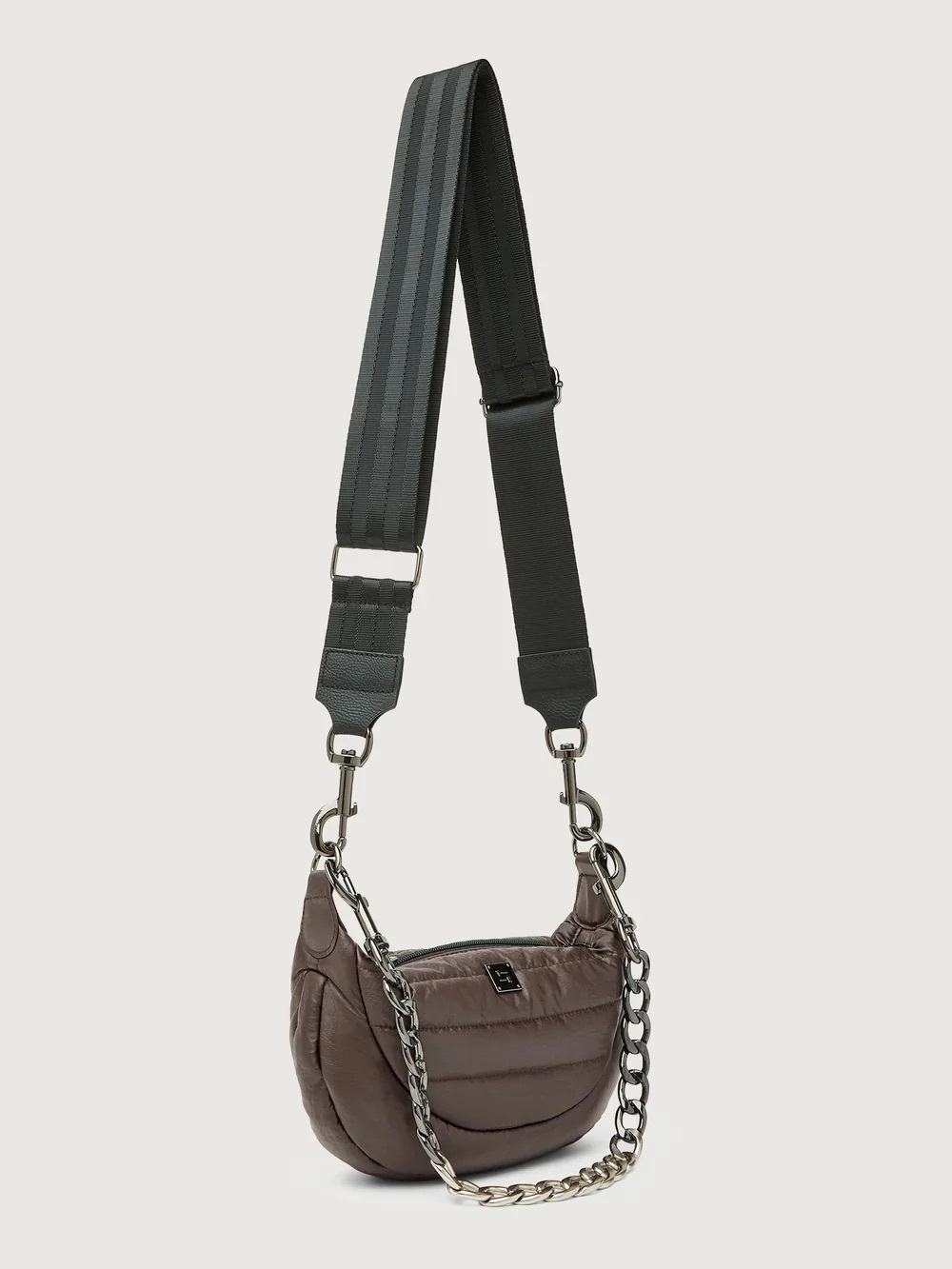 🆕 Think Rolyn Quilted Crescent Crossbody Bag Waxed Expresso NWT